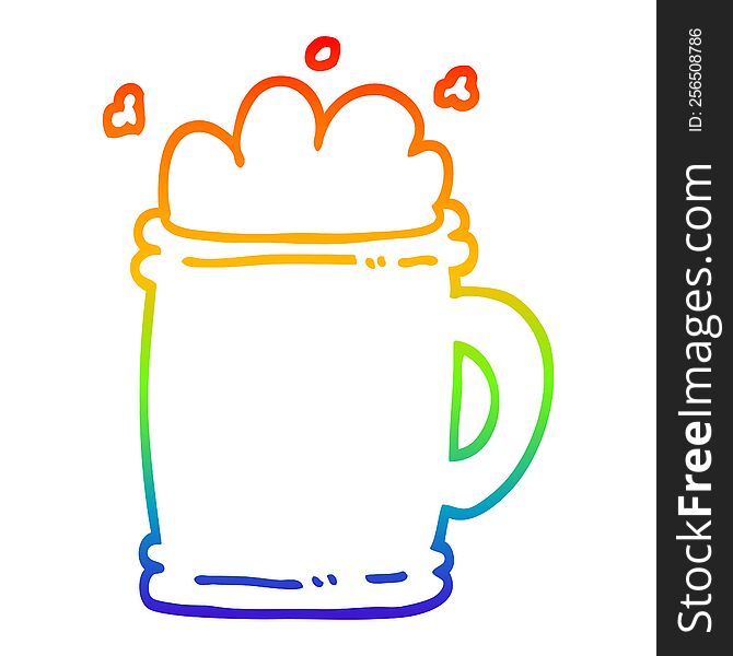 Rainbow Gradient Line Drawing Cartoon Beer Tankard
