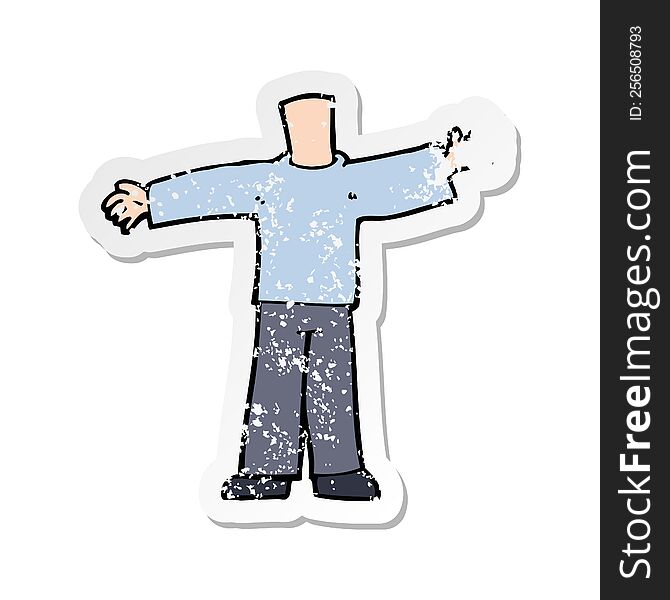 Retro Distressed Sticker Of A Cartoon Body With Open Arms