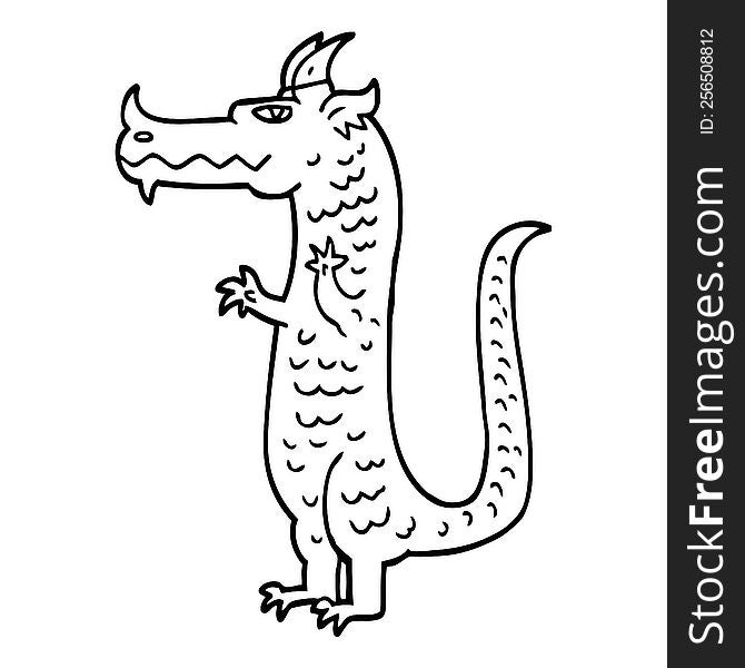 Line Drawing Cartoon Dragon