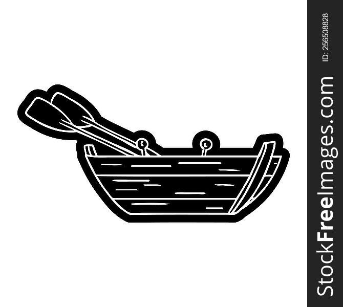 cartoon icon drawing of a wooden row boat