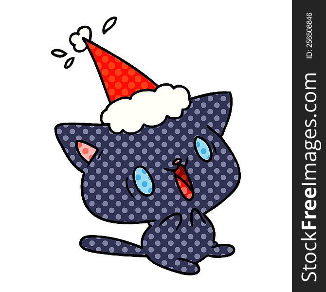 hand drawn christmas cartoon of kawaii cat