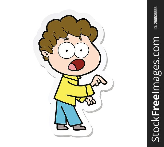 Sticker Of A Cartoon Man Gasping In Surprise