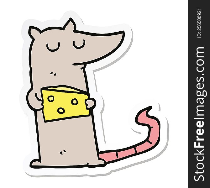 sticker of a cartoon mouse with cheese