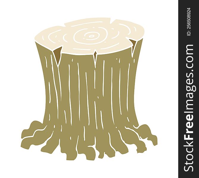 Flat Color Illustration Of A Cartoon Big Tree Stump