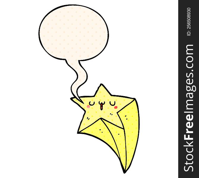 Cartoon Shooting Star And Speech Bubble In Comic Book Style