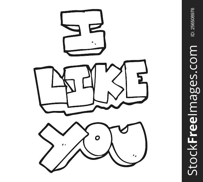 I like you freehand drawn black and white cartoon symbol. I like you freehand drawn black and white cartoon symbol