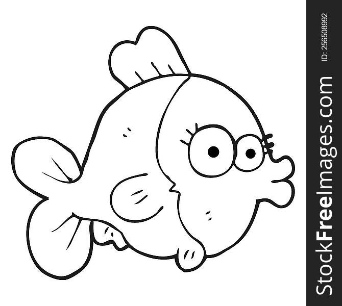 funny freehand drawn black and white cartoon fish. funny freehand drawn black and white cartoon fish