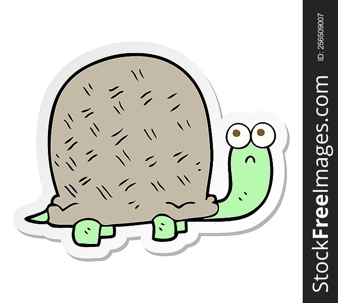 sticker of a cartoon sad turtle