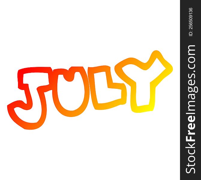 Warm Gradient Line Drawing Cartoon Month Of July