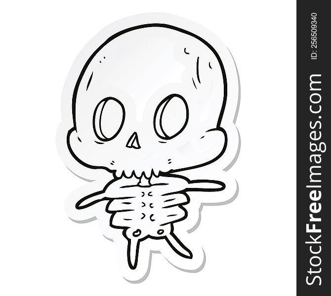 sticker of a cartoon skeleton