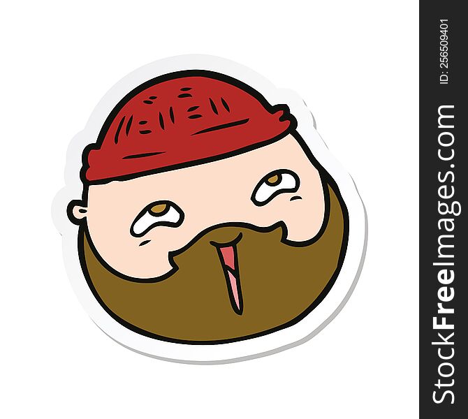 Sticker Of A Cartoon Male Face With Beard
