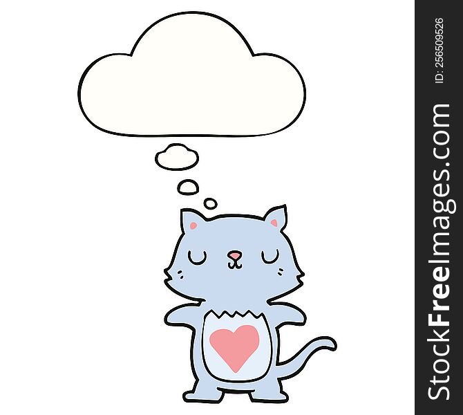 cute cartoon cat with thought bubble. cute cartoon cat with thought bubble