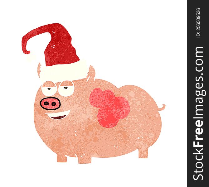 Retro Cartoon Christmas Pig