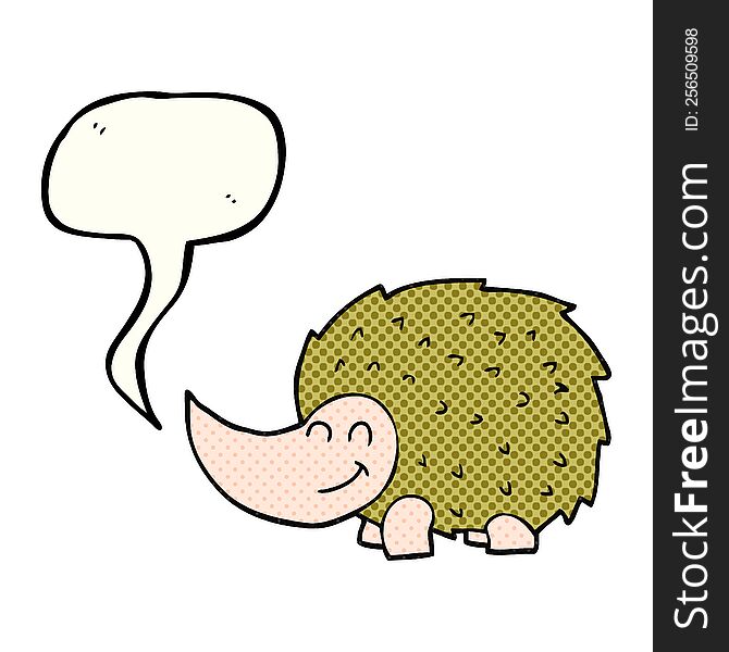 freehand drawn comic book speech bubble cartoon hedgehog