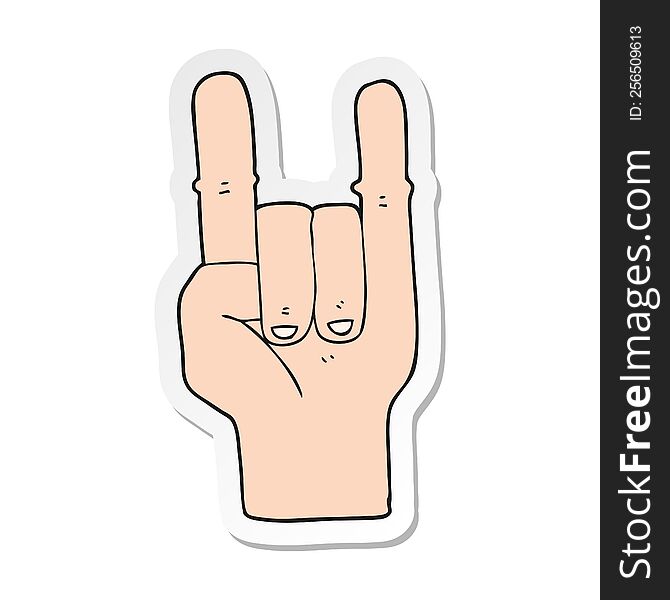 sticker of a cartoon devil horns hand symbol