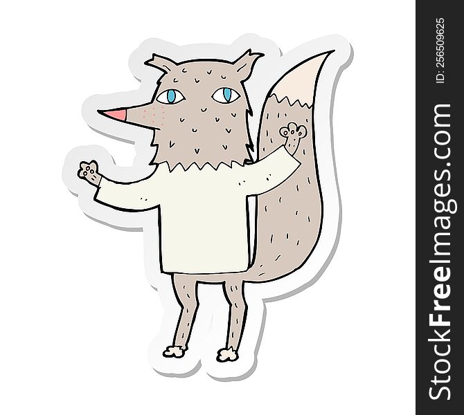 Sticker Of A Cartoon Wolf