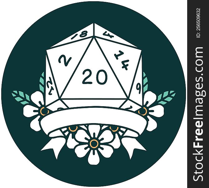 icon of natural 20 critical hit D20 dice roll. icon of natural 20 critical hit D20 dice roll