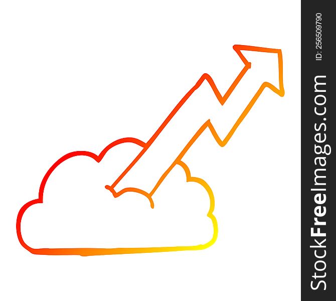 warm gradient line drawing of a cartoon business growth arrow