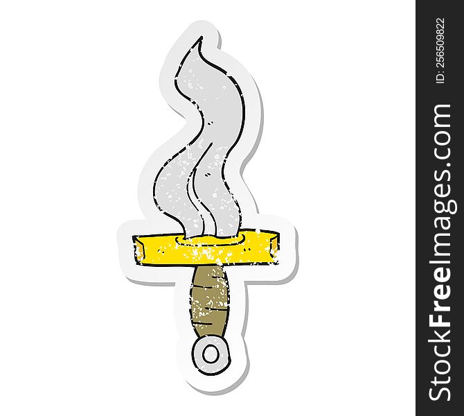 Distressed Sticker Of A Cartoon Dagger