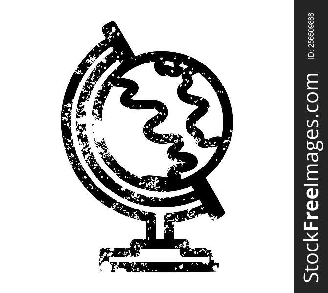 globe map distressed icon symbol