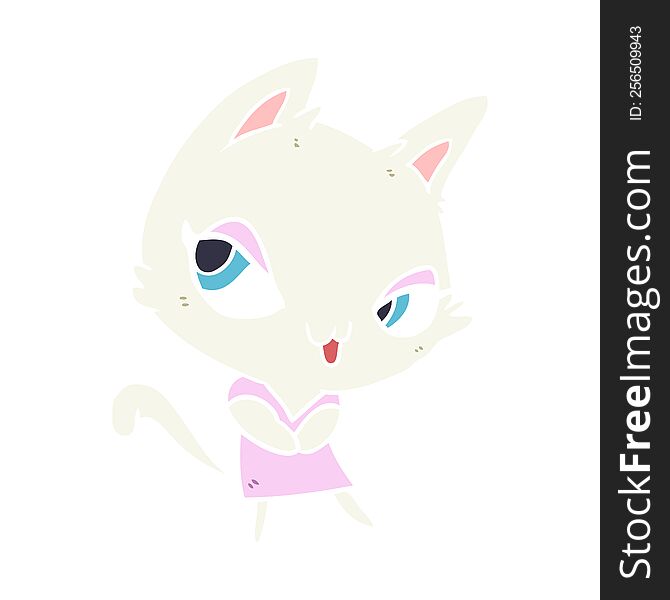 cute flat color style cartoon female cat