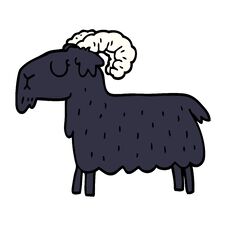Cartoon Doodle Black Goat Stock Photo