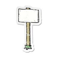 Retro Distressed Sticker Of A Cartoon Signpost Stock Photography