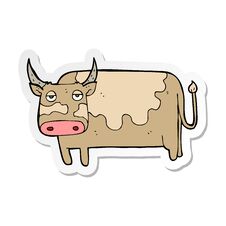 Sticker Of A Cartoon Cow Stock Images