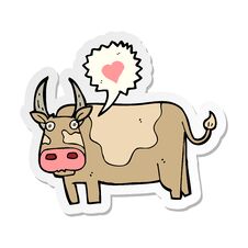 Sticker Of A Cartoon Cow Royalty Free Stock Photo