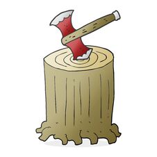 Free Cartoon Tree Stump And Axe Stock Photography - 256518682