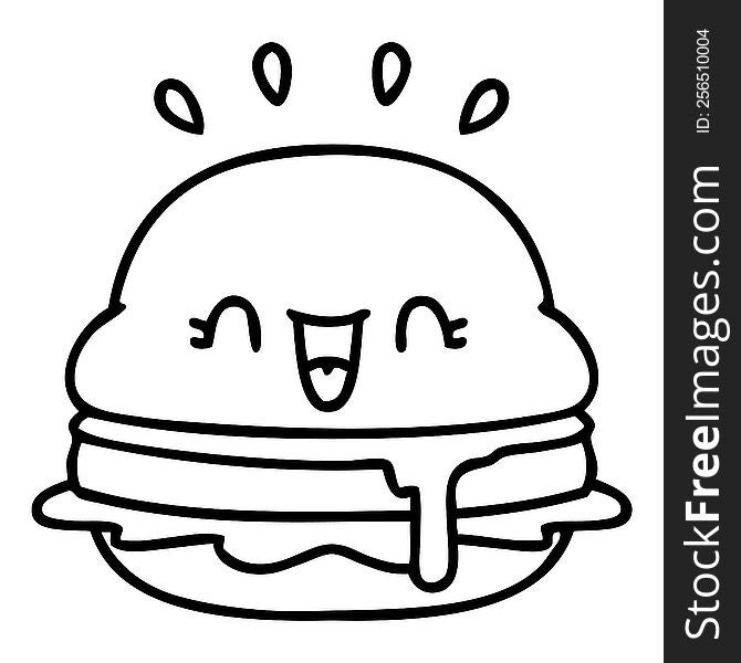 line doodle of a tasty burger