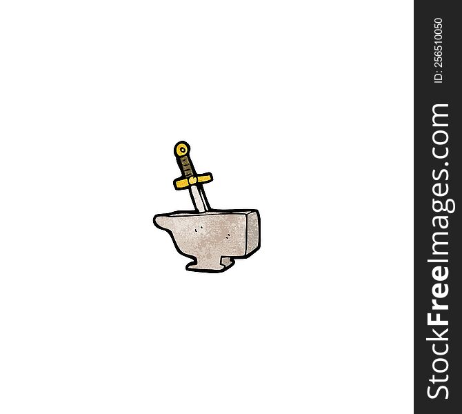 Cartoon Sword In Anvil