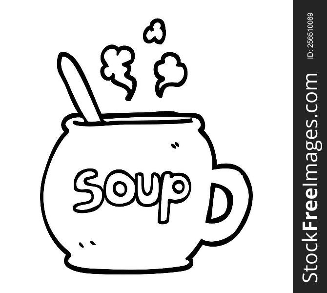 Black And White Cartoon Cup Of Soup