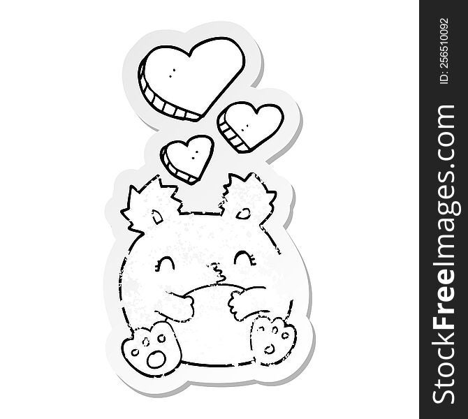 Distressed Sticker Of A Cute Cartoon Bear