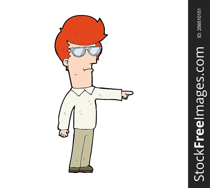 Cartoon Man In Glasses Pointing