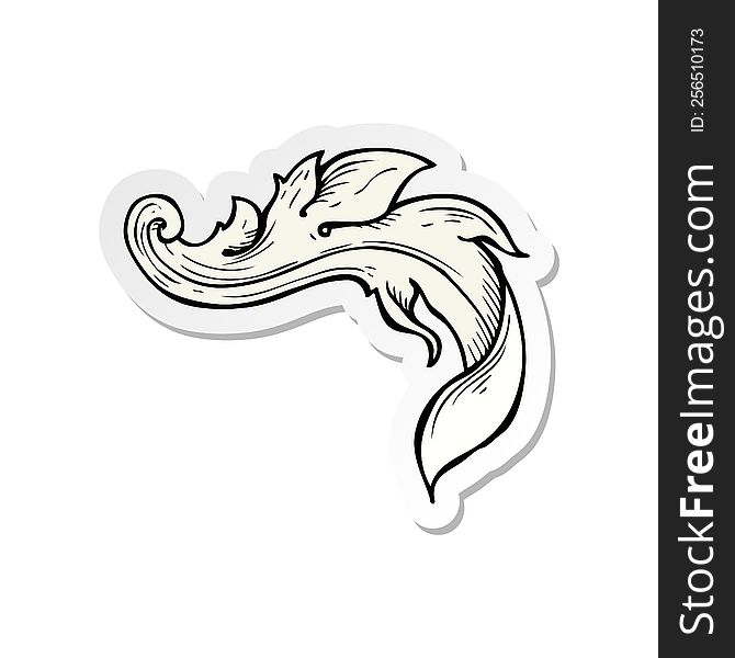 sticker of a cartoon traditional hand drawn floral swirl