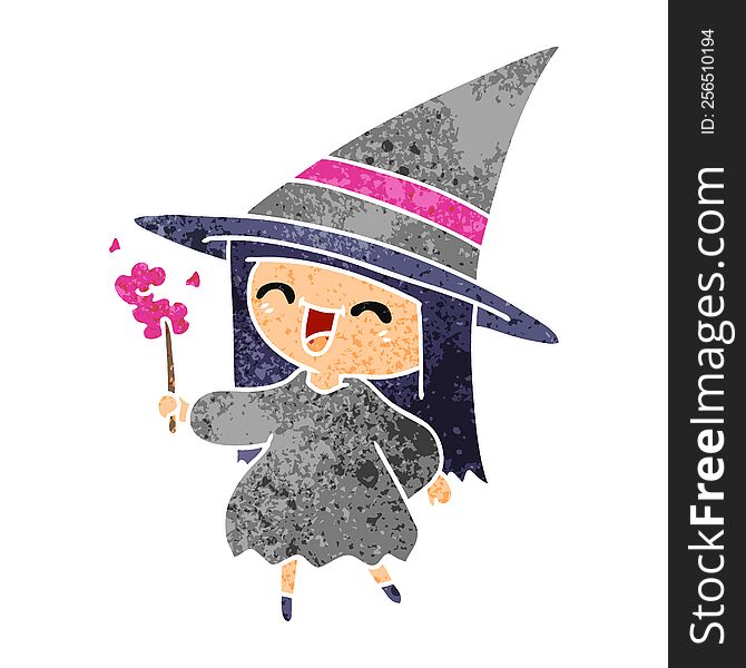 Retro Cartoon Of Cute Kawaii Witch