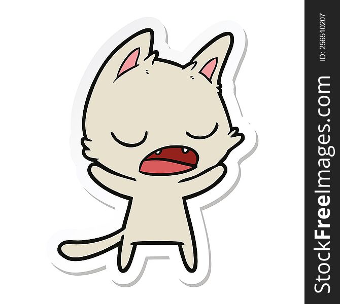 Sticker Of A Talking Cat Cartoon