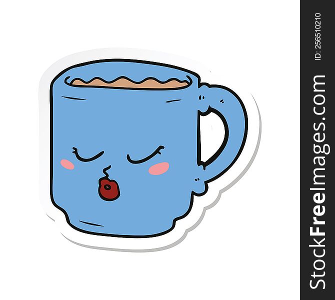 sticker of a cartoon coffee mug