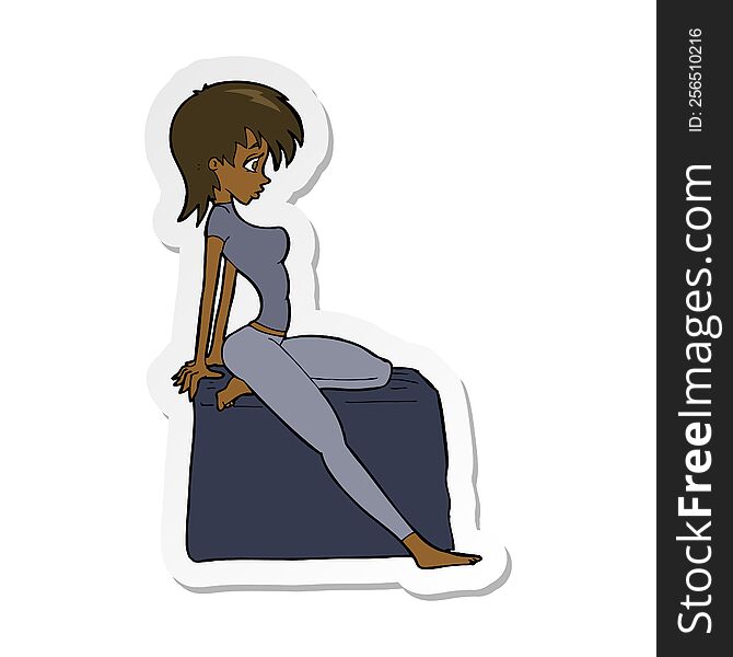 sticker of a cartoon pin up pose girl