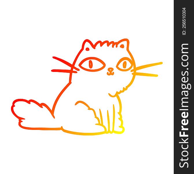 warm gradient line drawing of a cat looking right at you