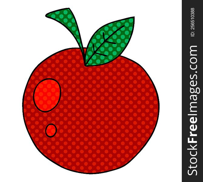 Quirky Comic Book Style Cartoon Red Apple