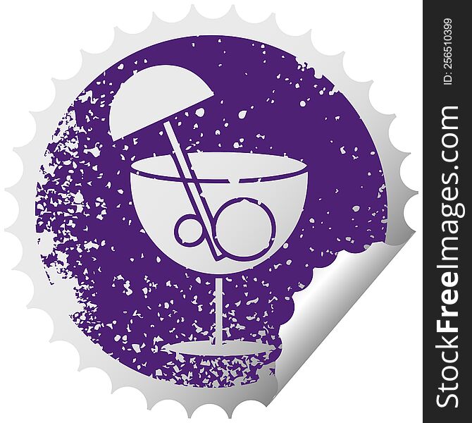 Distressed Circular Peeling Sticker Symbol Fancy Cocktail