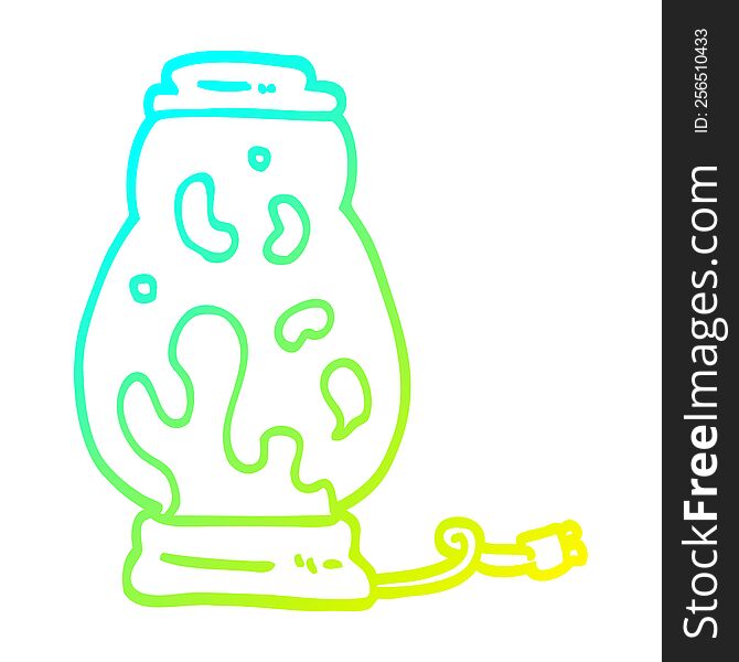 cold gradient line drawing of a cartoon lava lamp