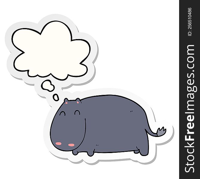 Cartoon Hippo And Thought Bubble As A Printed Sticker