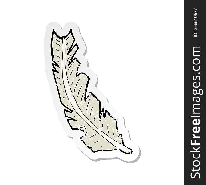 Retro Distressed Sticker Of A Cartoon Feather