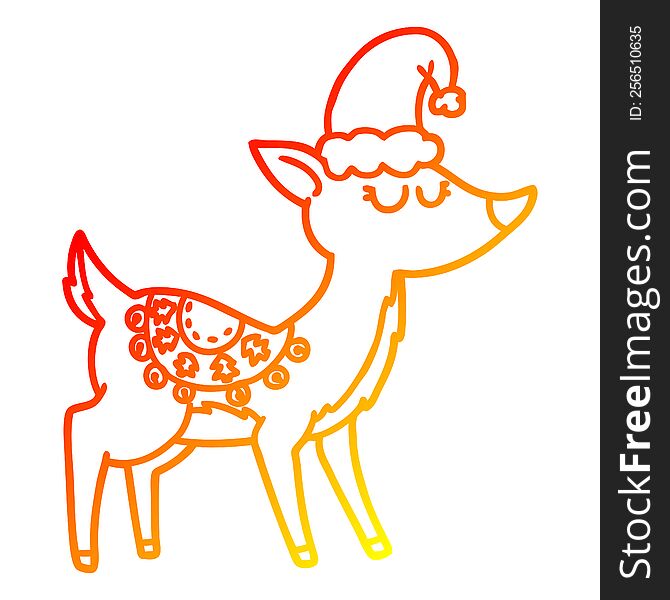 Warm Gradient Line Drawing Cartoon Reindeer