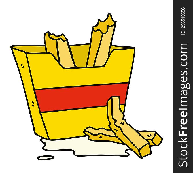 Quirky Hand Drawn Cartoon French Fries