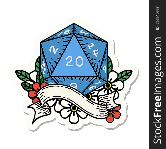 Natural Twenty D20 Dice Roll Sticker