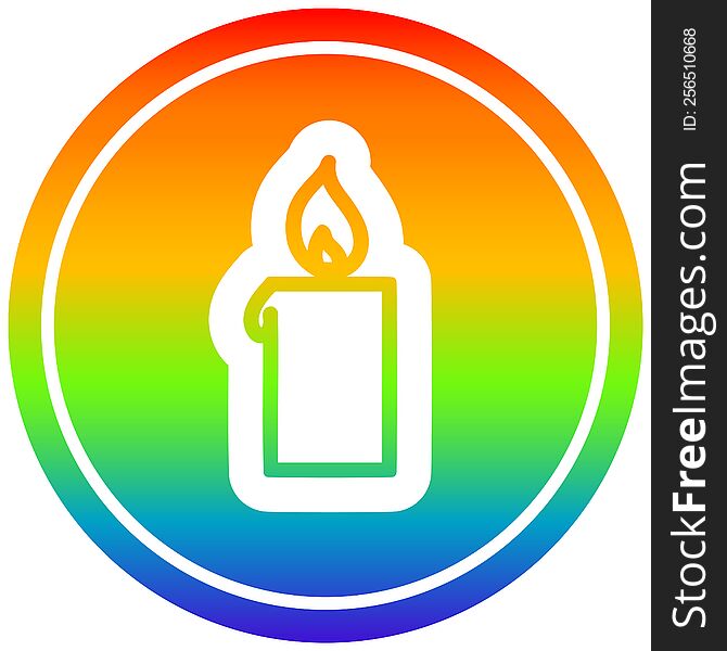 burning candle circular icon with rainbow gradient finish. burning candle circular icon with rainbow gradient finish